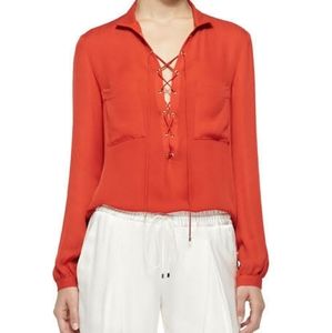 NWOT Haute Hippie red silk blouse